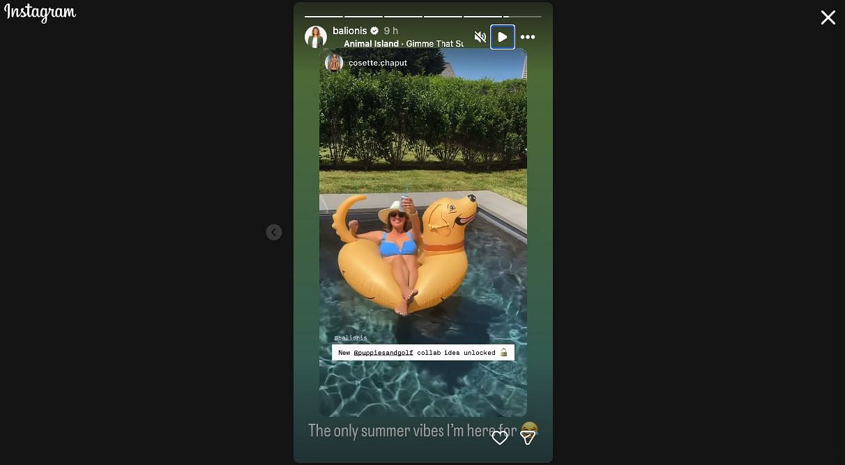 Still taken from Amanda Balionis' Instagram Story _ Image Source: Instagram/@balionis